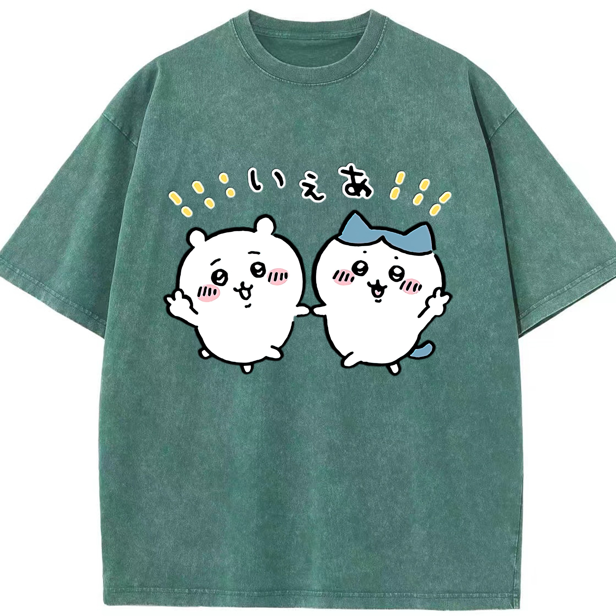 （画像用） ちいかわ ハチワレ Chii-kawa hachiware 綿100% ヴィンテージ風 半袖Tシャツ（フロントプリント）